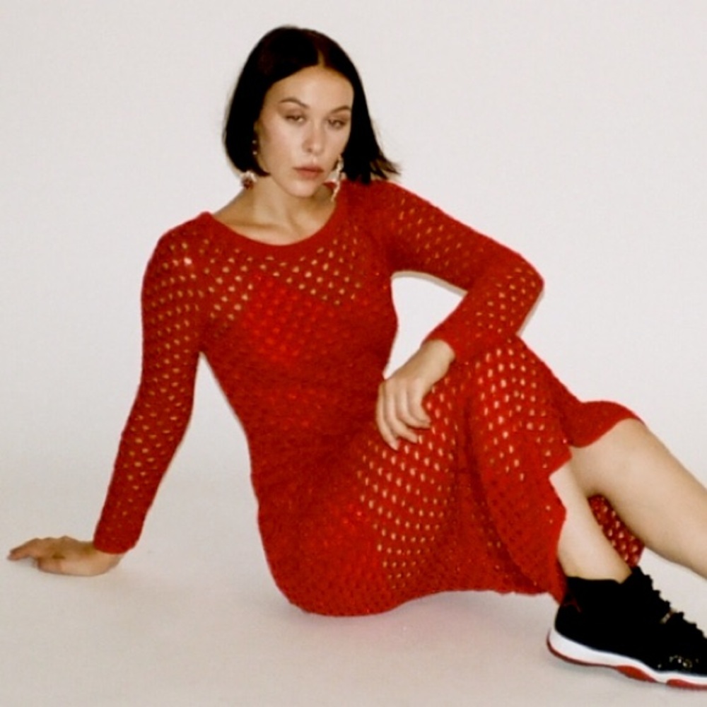 Zara red knit midi dress